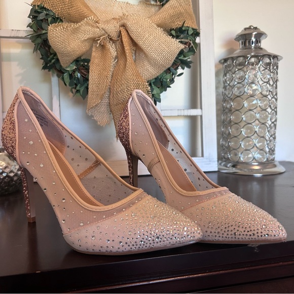 BCBGeneration Rose Gold Glitter Mesh Heels - Picture 6 of 6